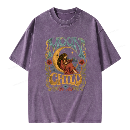 Pagewings Moon Child Unisex Washed T-shirt