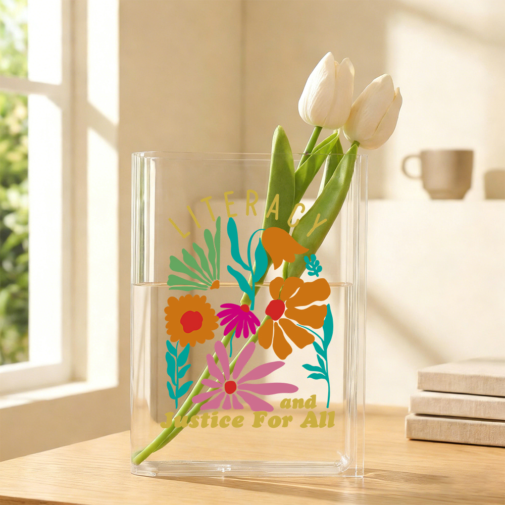 Pagewings Literacy and Justice for All Acrylic Book Vase