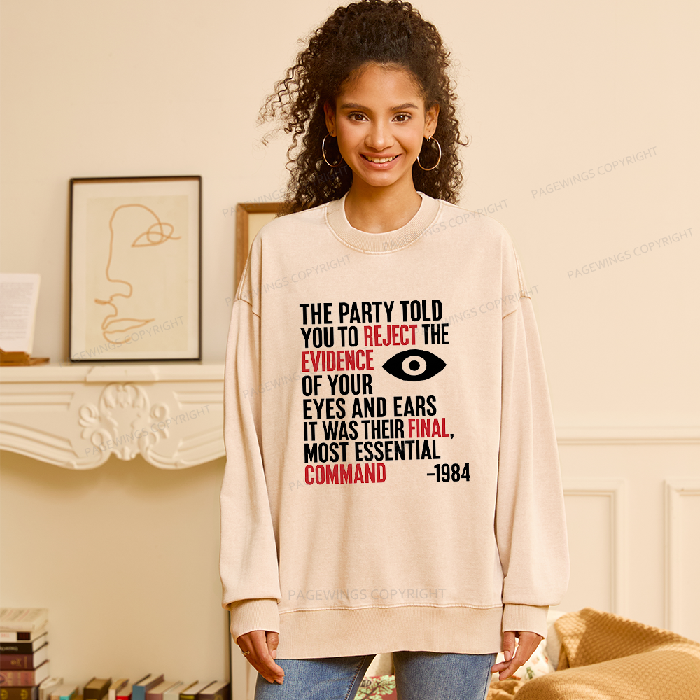 Pagewings Dystopia Quote Unisex Washed Sweatshirt