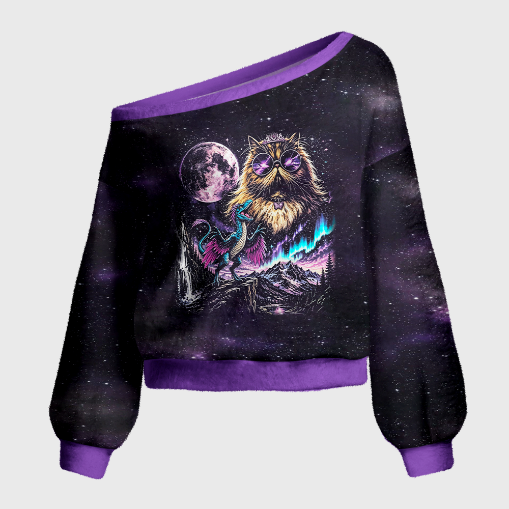 Pagewings Sci Fi Book Lover Off Shoulder Ugly Knit Sweater
