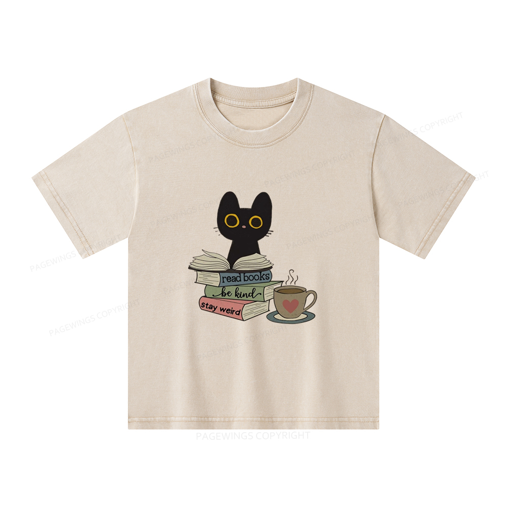 Pagewings Read Books Be Kind Stay Weird Unisex Kids Washed T-shirt
