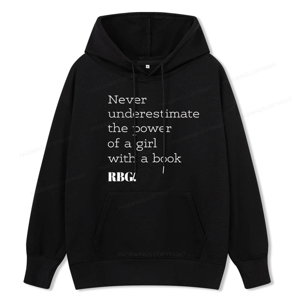 Pagewings Never Underestimate The Power Of a Girl With a Book Unisex Classic Hoodie