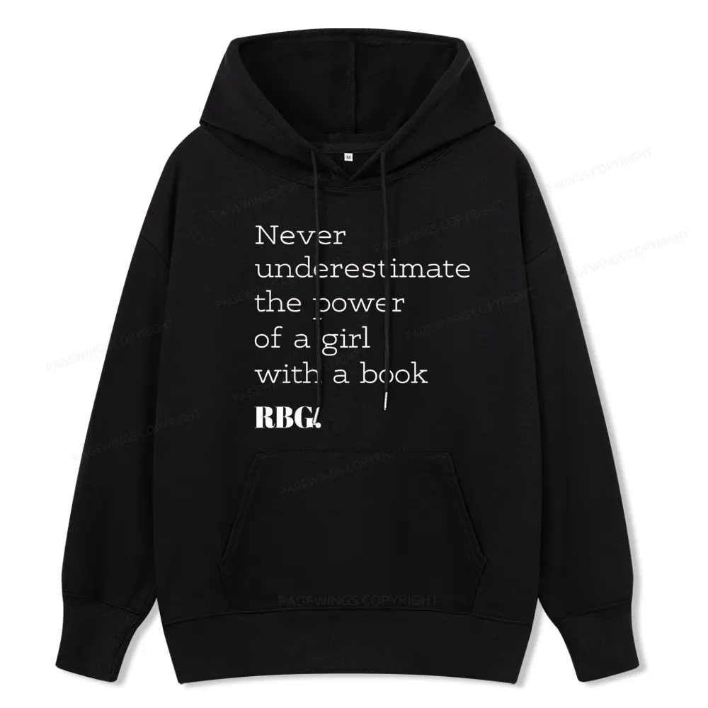 Pagewings Never Underestimate The Power Of a Girl With a Book Unisex Classic Hoodie