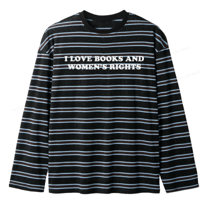 Pagewings I Love Books And Women's Rights Unisex Striped Long Sleeve T-Shirt