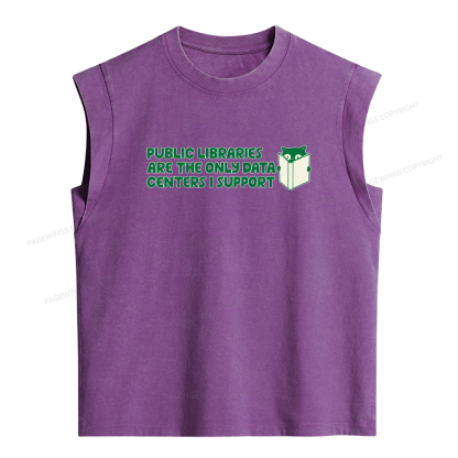 Pagewings Support Public Libraries Not Data Centers Women's Washed Tank Top