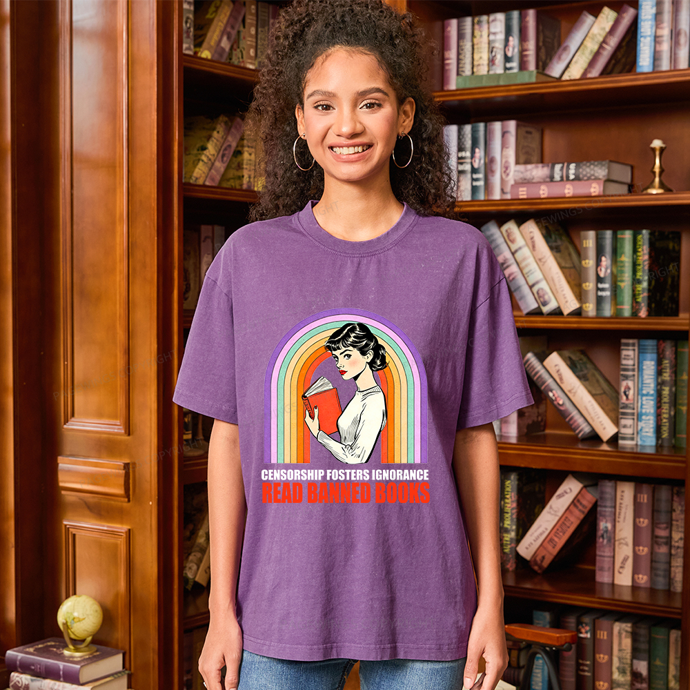 Pagewings Censorship Fosters Ignorance Read Banned Books Unisex Washed T-shirt