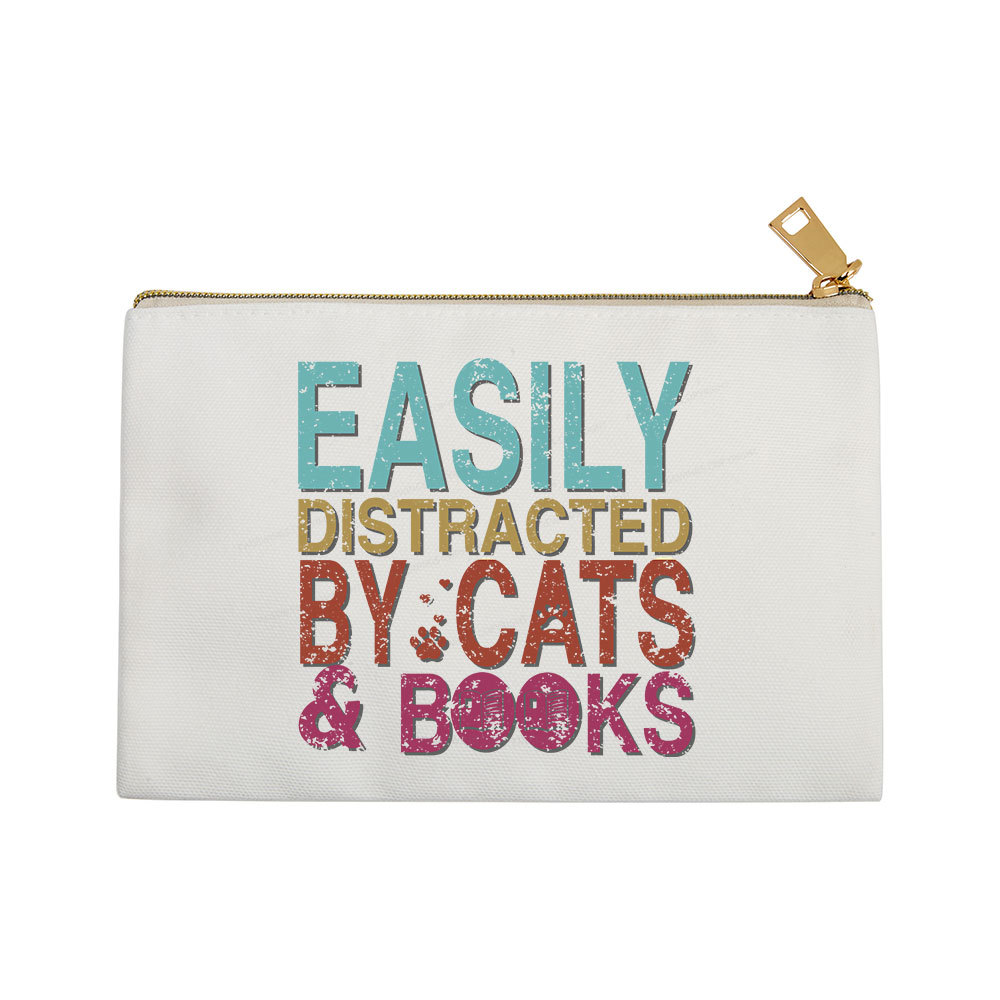 Pagewings Easily Distracted By Cats And Books Pouch