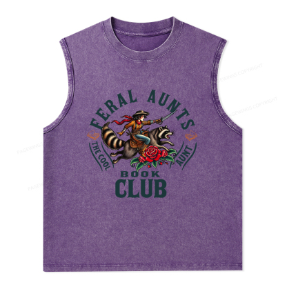 Pagewings Feral Aunt Social Book Club Washed Tank Top