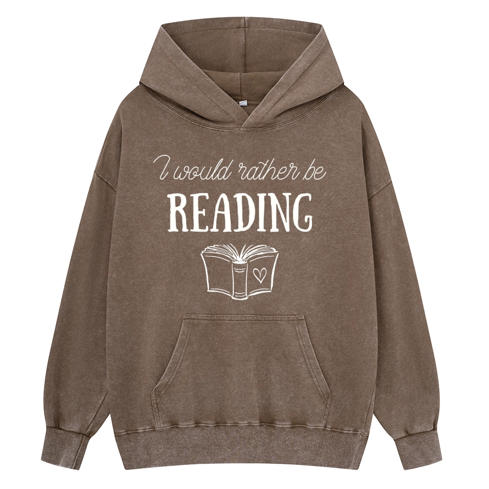 Pagewings I Would Rather Be Reading Unisex Washed Hoodie