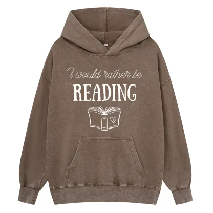 Pagewings I Would Rather Be Reading Unisex Washed Hoodie