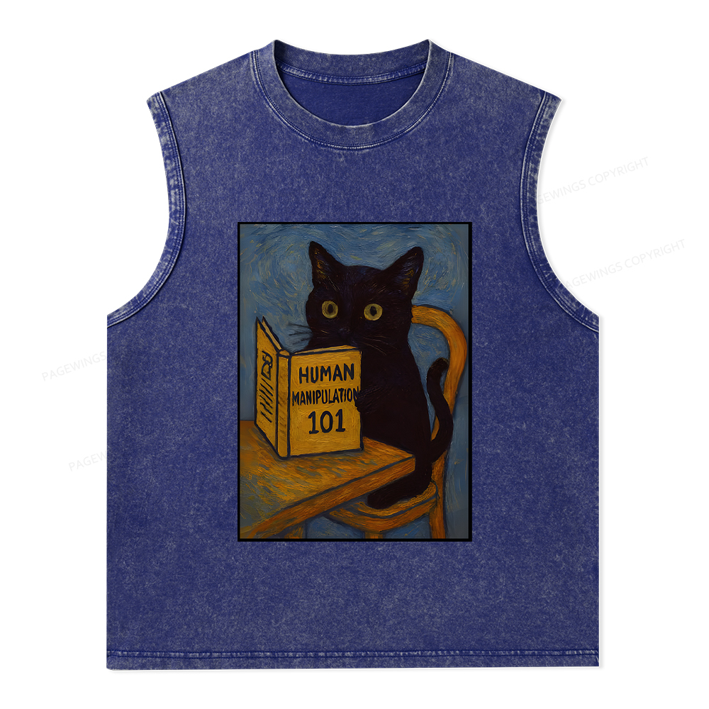 Pagewings Funny Cat Unisex Washed Tank Top