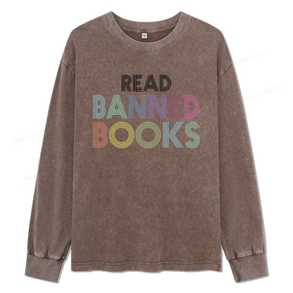 Pagewings Read Banned Books Unisex Washed Long Sleeve T-shirt