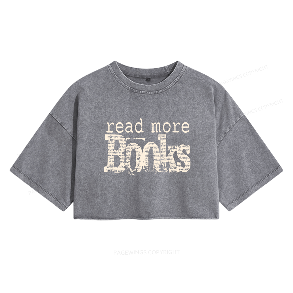 Pagewings Read More Books Women's Washed Cropped T-shirt