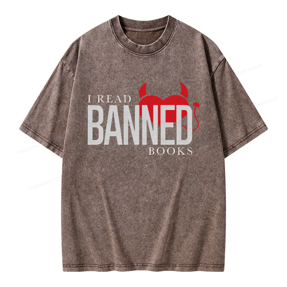 Pagewings I Read Banned Books Unisex Washed T-shirt