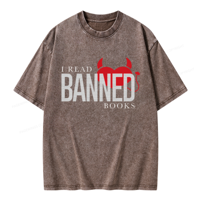 Pagewings I Read Banned Books Unisex Washed T-shirt