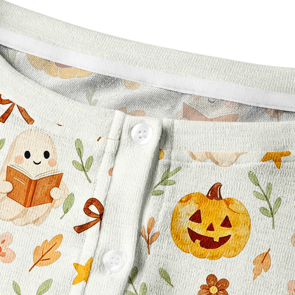 Pagewings Ghosts Love Reading Crew Neck Cardigan Sweaters