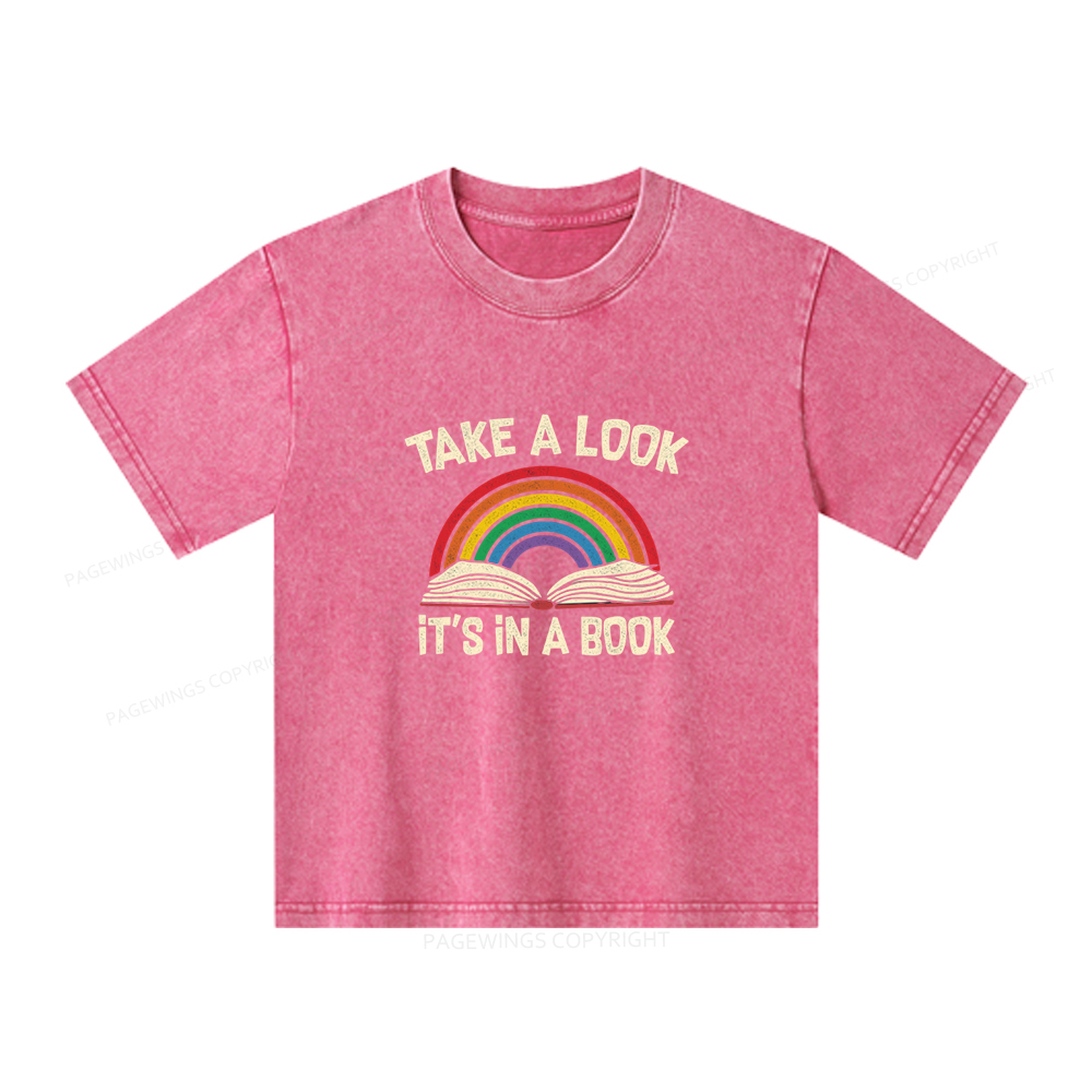 Pagewings Take A Look It's In A Book Unisex Kids Washed T-shirt