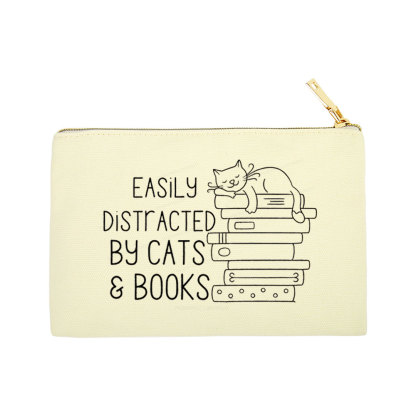 Pagewings Easily Distracted By Cats and Books Pouch