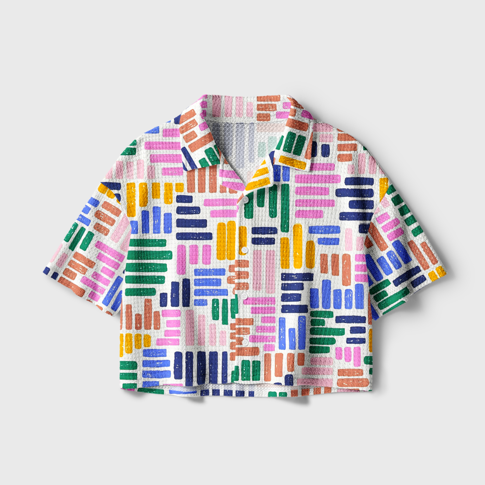Pagewings Read Books Camp Collar Boxy Fit Unisex Crochet Shirt
