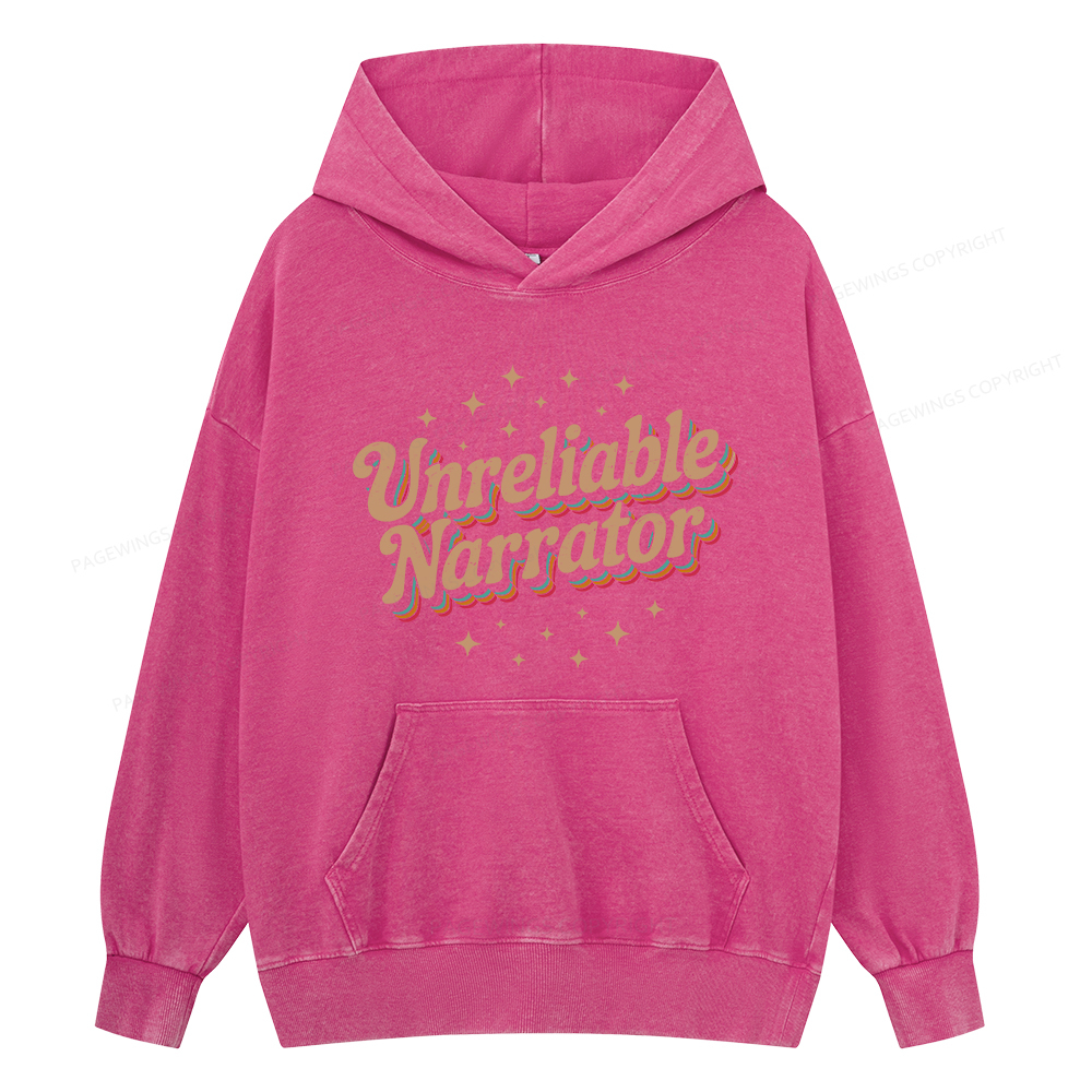 Pagewings Unreliable Narrator Unisex Washed Hoodie