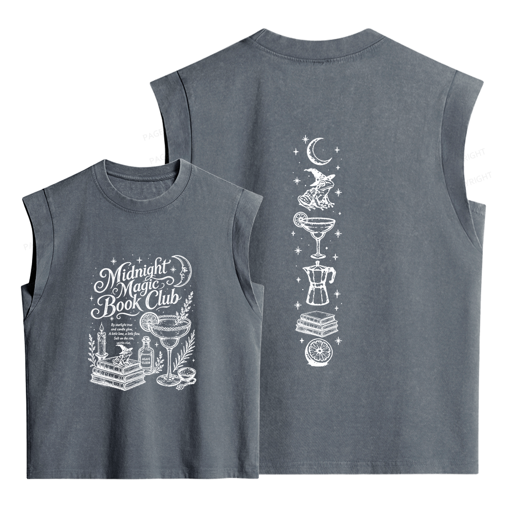 Pagewings Midnight Magic Book Club Women's Washed Tank Top