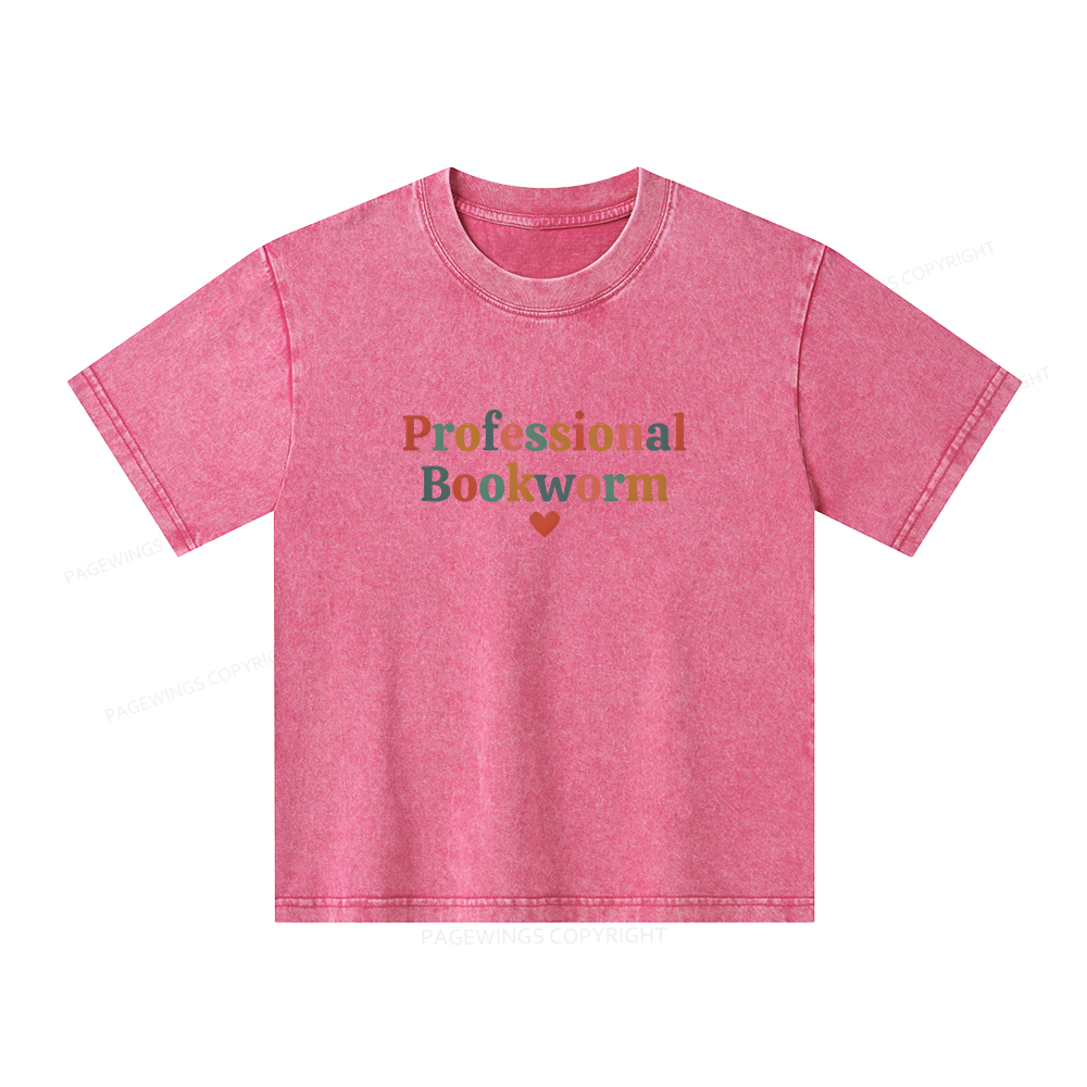 Pagewings Professional Bookworm Unisex Kids Washed T-shirt