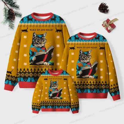 Pagewings Wake Up And Read Unisex Ugly Knit Sweatshirt