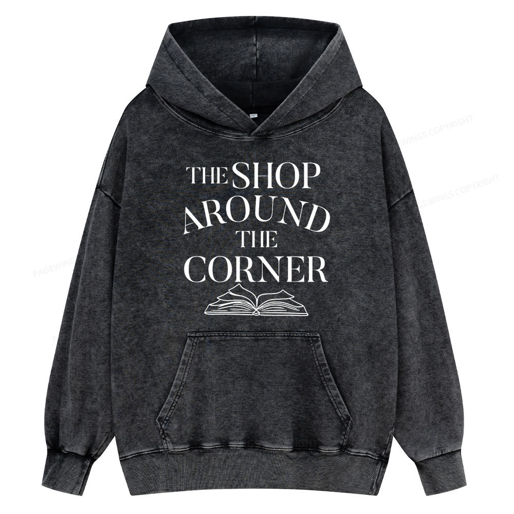 Pagewings The Shop Around The Corner Bookworm Unisex Washed Hoodie