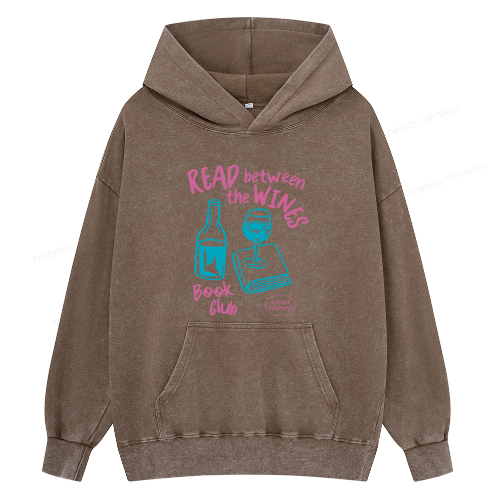 Pagewings Wine Lover Book Club Unisex Washed Hoodie