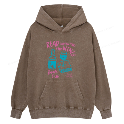 Pagewings Wine Lover Book Club Unisex Washed Hoodie