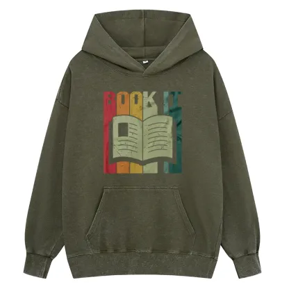 Pagewings Book It Retro 80s Unisex Washed Hoodie