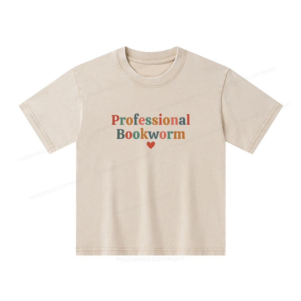 Pagewings Professional Bookworm Unisex Kids Washed T-shirt