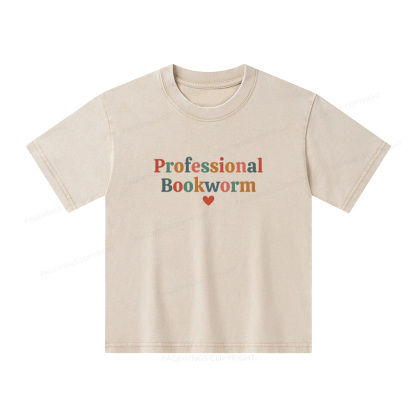 Pagewings Professional Bookworm Unisex Kids Washed T-shirt