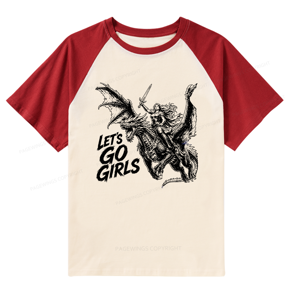 Pagewings Woman Dragon Rider Raglan T-shirt
