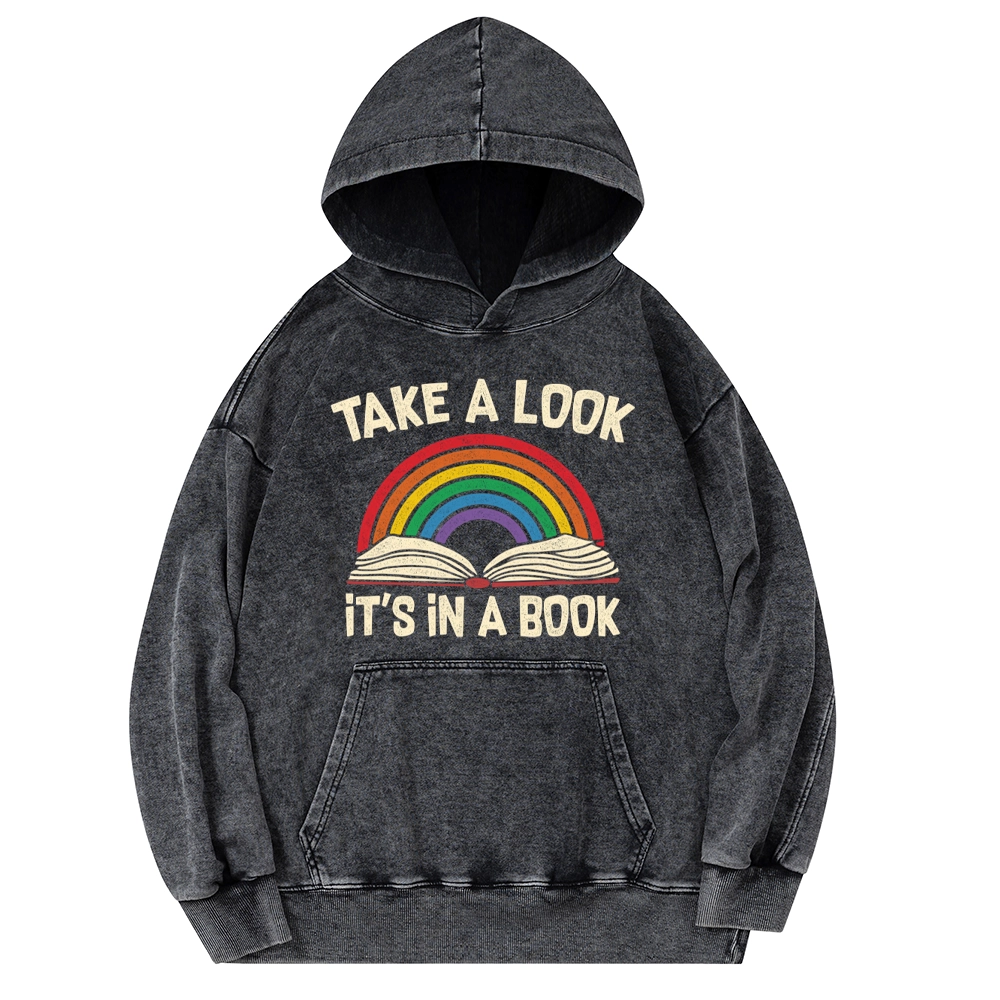 Pagewings Take A Look It's In A Book Unisex Washed Hoodie