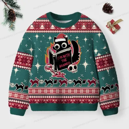 Pagewings I'm With The Banned Unisex Ugly Knit Sweatshirt