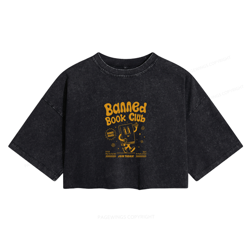 Pagewings Banned Book Club Women's Washed Cropped T-shirt