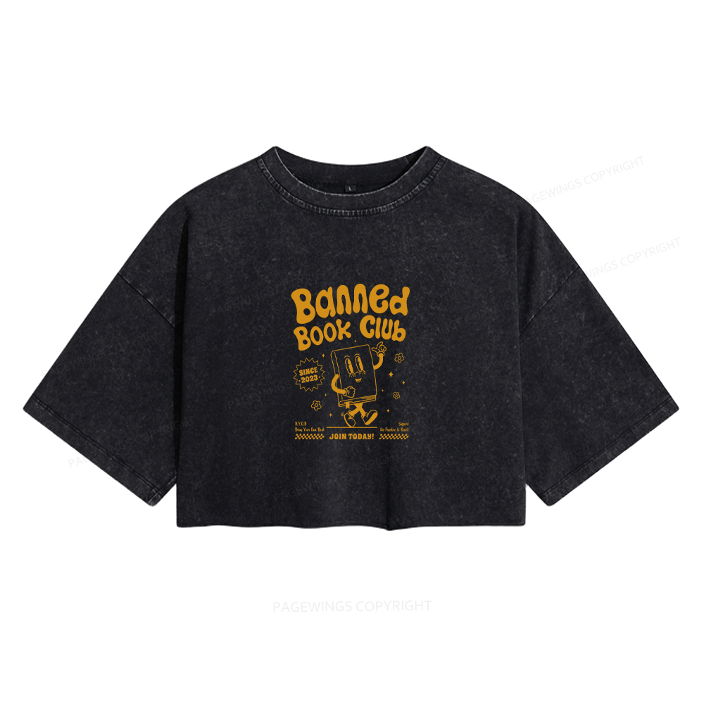 Pagewings Banned Book Club Women's Washed Cropped T-shirt