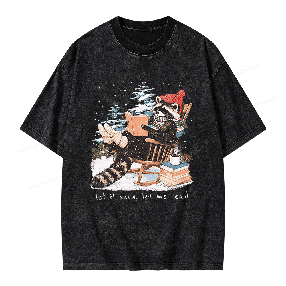 Pagewings Reading Raccoon Unisex Washed T-shirt