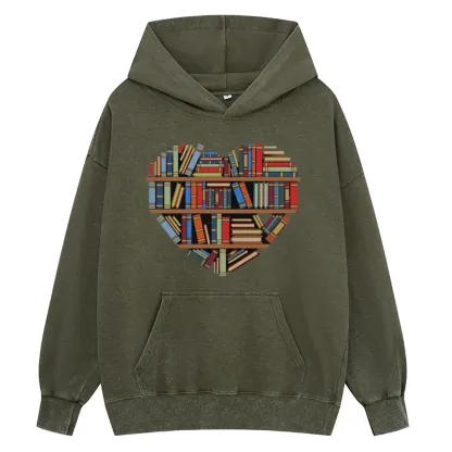 Pagewings Hearty Library Books Unisex Washed Hoodie