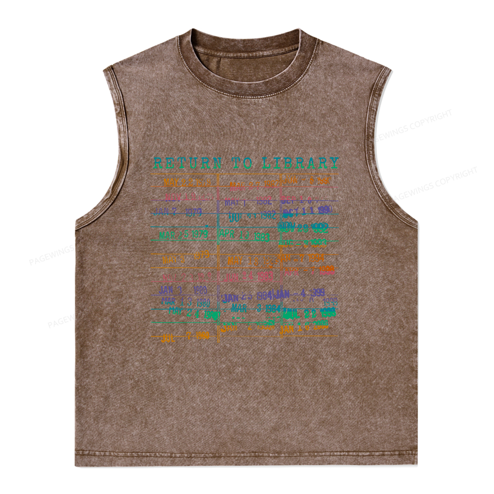 Pagewings Vintage Library Rainbow Unisex Washed Tank Top