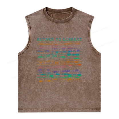 Pagewings Vintage Library Rainbow Unisex Washed Tank Top