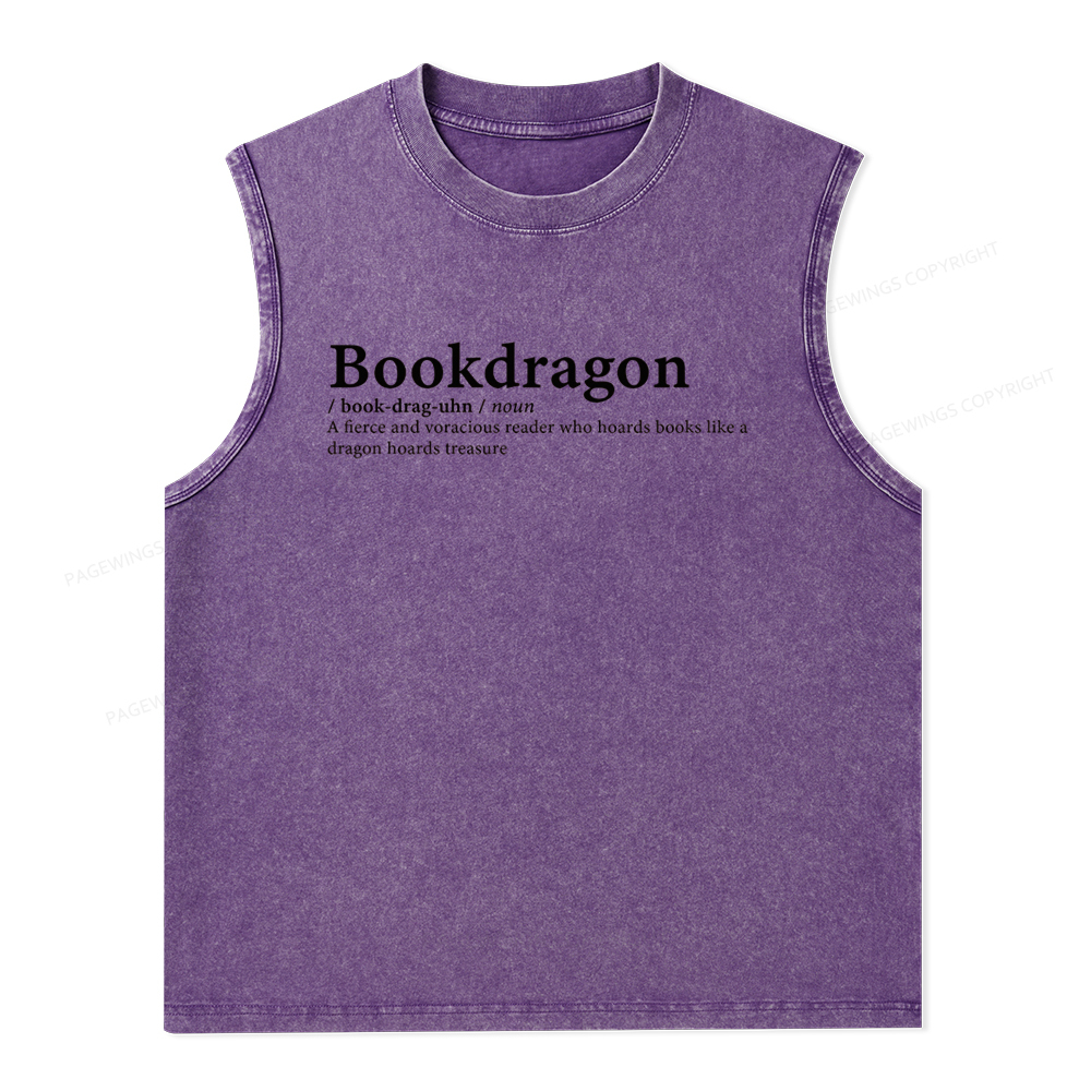 Pagewings Bookdragon: Journey Through Words book lover Unisex Washed Tank Top