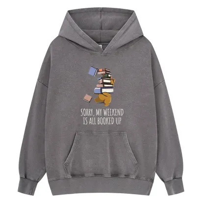 Pagewings Weekend Booked Up Unisex Washed Hoodie