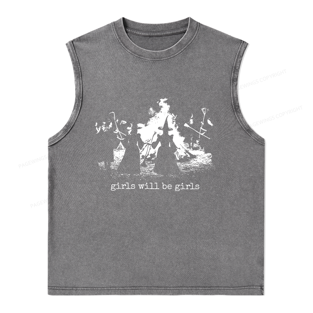 Pagewings Girls Will Be Girls Unisex Washed Tank Top