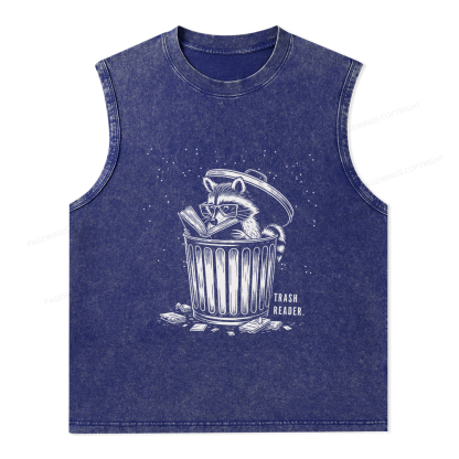 Pagewings Trash Reader Raccoon - Book Quote Unisex Washed Tank Top