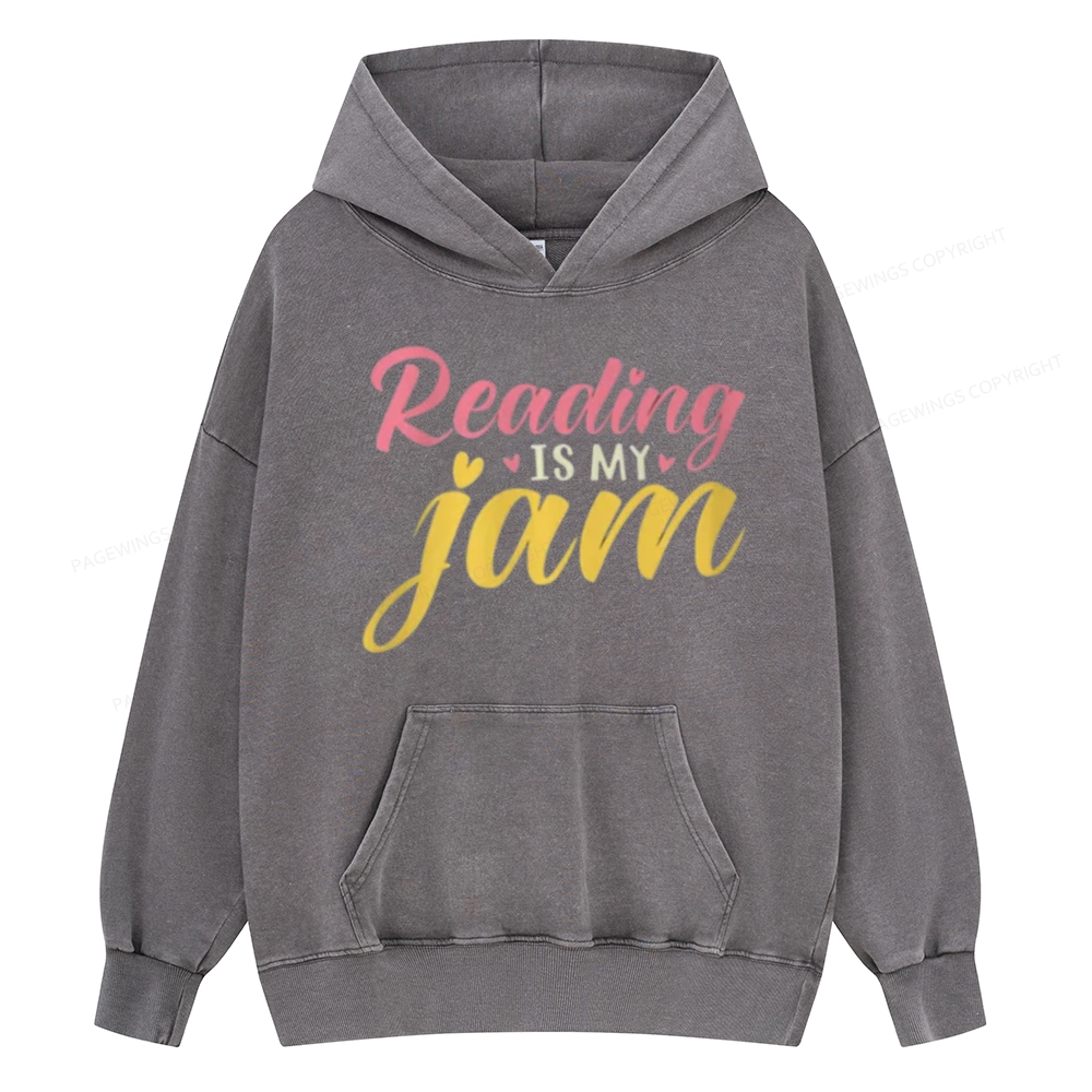 Pagewings Reading is My Jam Unisex Washed Hoodie