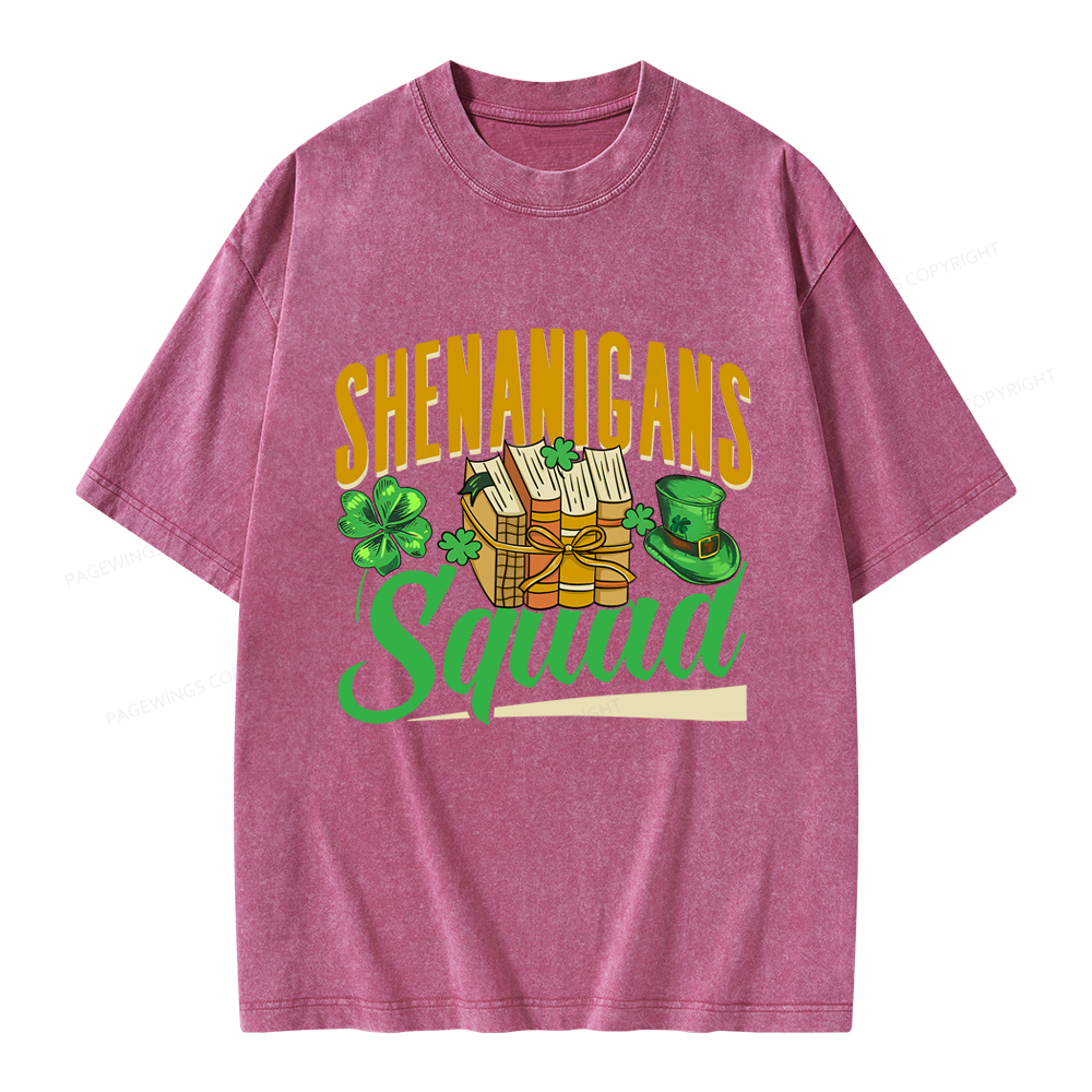 Pagewings Shenanigans Squad Unisex Washed T-shirt