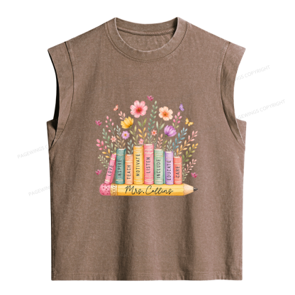 Pagewings Personalized Teacher  Women's Washed Tank Top
