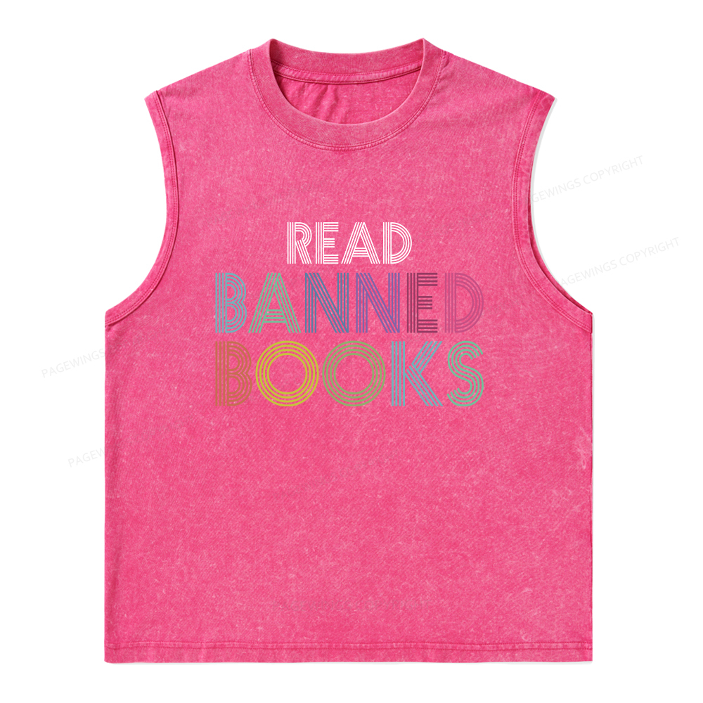 Pagewings Read Banned Books Shirt Unisex Washed Tank Top